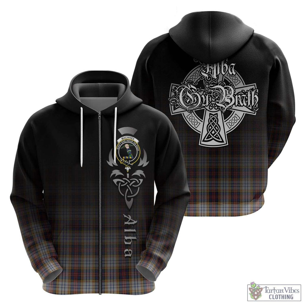 Tartan Vibes Clothing MacInnes Ancient Hunting Tartan Hoodie Featuring Alba Gu Brath Family Crest Celtic Inspired