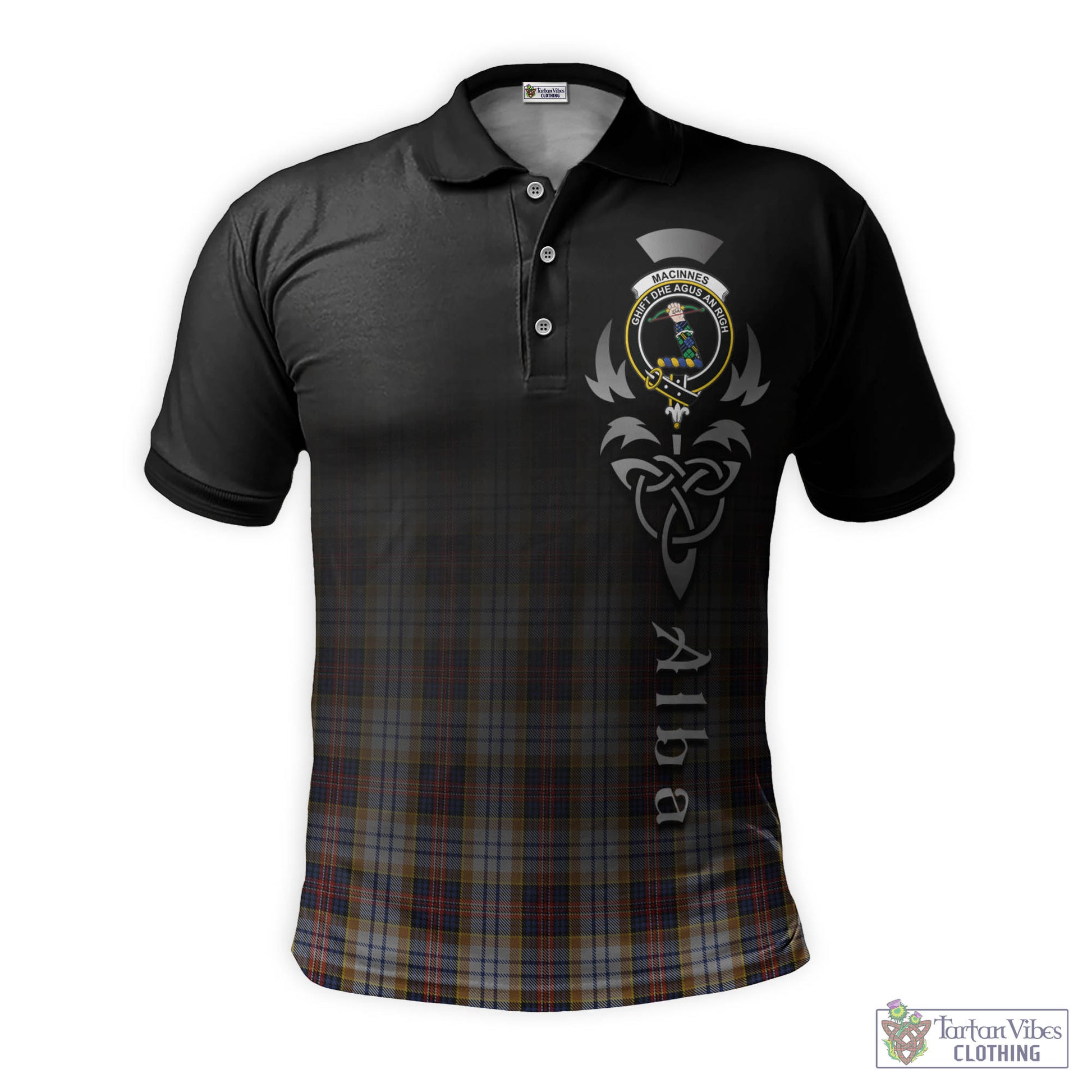 Tartan Vibes Clothing MacInnes Ancient Hunting Tartan Polo Shirt Featuring Alba Gu Brath Family Crest Celtic Inspired