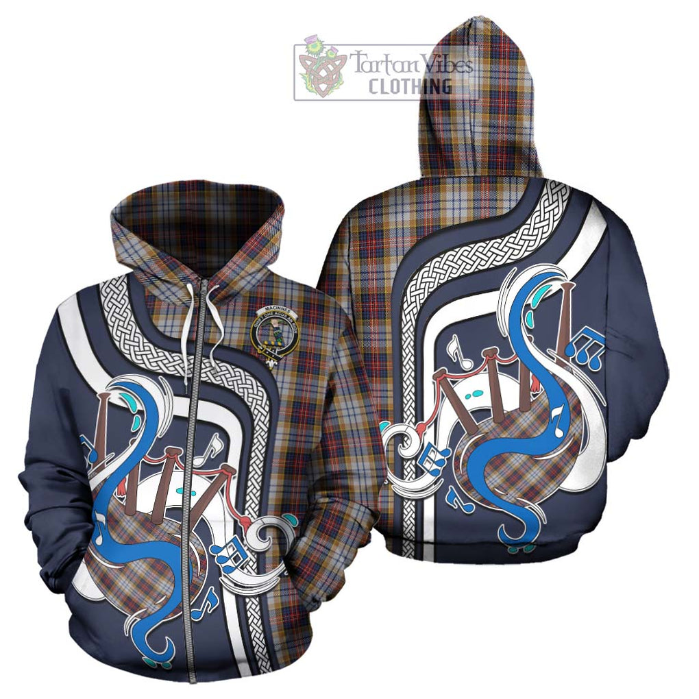 MacInnes Ancient Hunting Tartan Hoodie with Epic Bagpipe Style - Tartanvibesclothing Shop