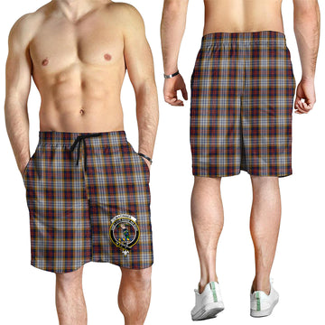 MacInnes Ancient Hunting Tartan Mens Shorts with Family Crest