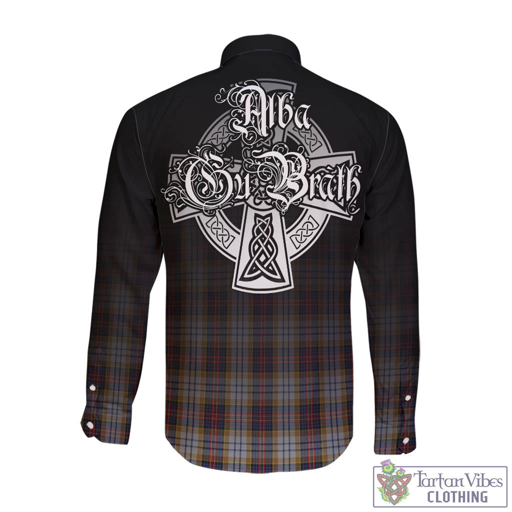 Tartan Vibes Clothing MacInnes Ancient Hunting Tartan Long Sleeve Button Up Featuring Alba Gu Brath Family Crest Celtic Inspired