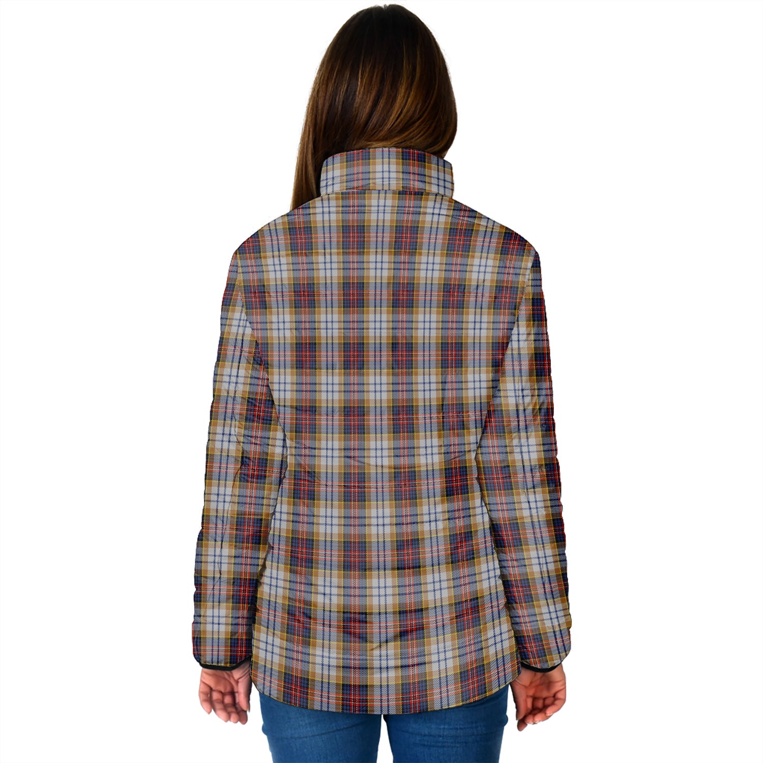 MacInnes Ancient Hunting Tartan Padded Jacket with Family Crest - Tartan Vibes Clothing