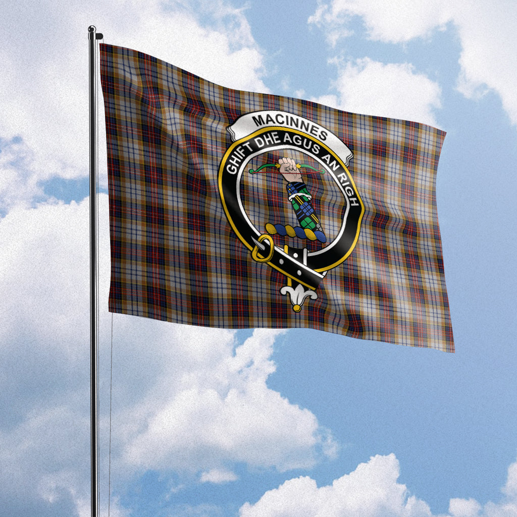 MacInnes Ancient Hunting Tartan Flag with Family Crest House Flag (Horizontal) - Tartan Vibes Clothing