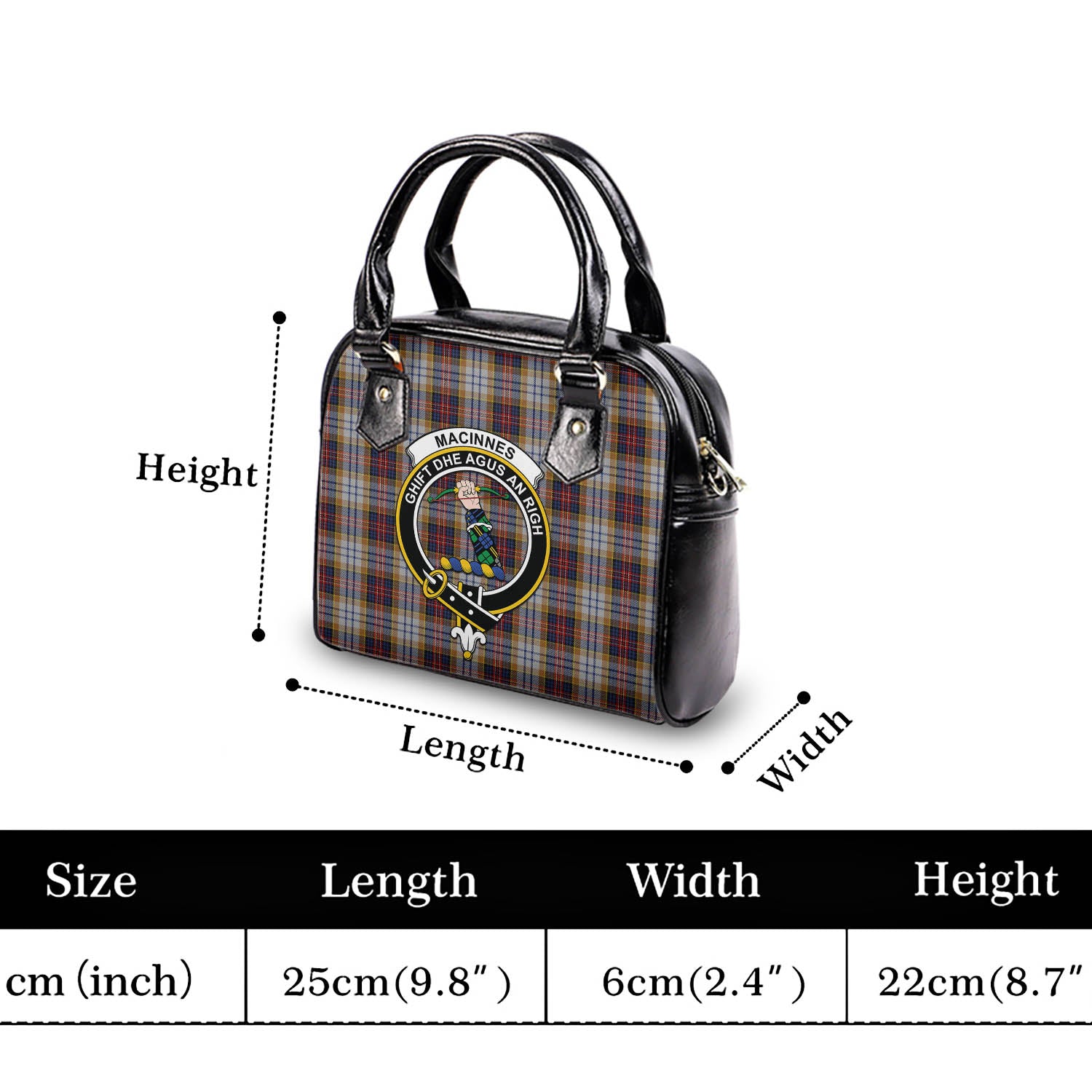 MacInnes Ancient Hunting Tartan Shoulder Handbags with Family Crest - Tartanvibesclothing