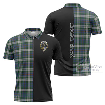 MacInnes Dress Tartan Zipper Polo Shirt with Family Crest and Half Of Me Style