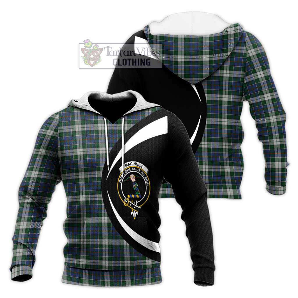 MacInnes Dress Tartan Knitted Hoodie with Family Crest Circle Style Unisex Knitted Pullover Hoodie - Tartan Vibes Clothing