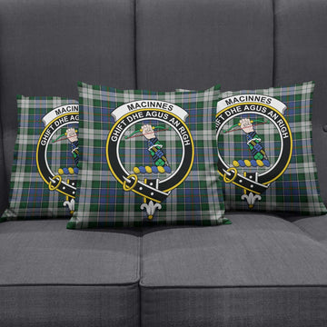 MacInnes Dress Tartan Pillow Cover with Family Crest