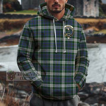 MacInnes Dress Tartan Cotton Hoodie with Family Crest