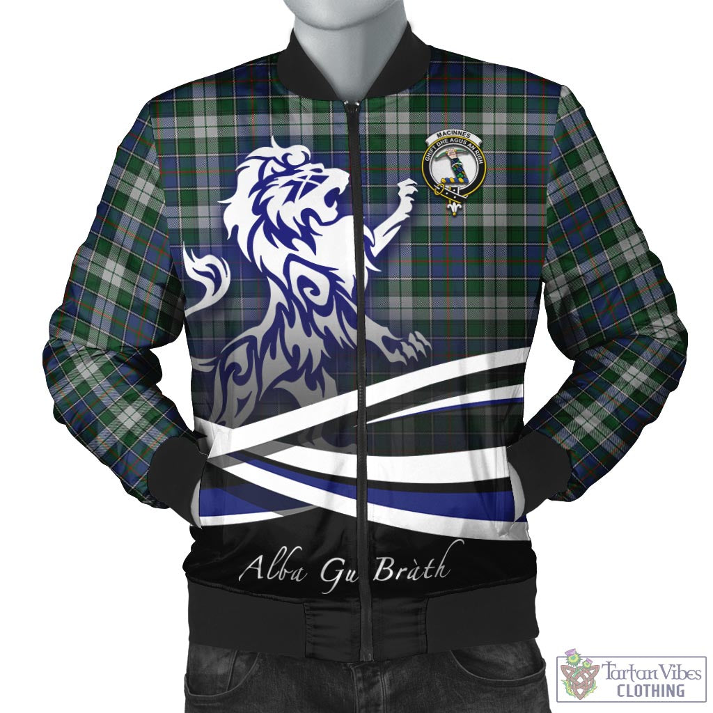 Tartan Vibes Clothing MacInnes Dress Tartan Bomber Jacket with Alba Gu Brath Regal Lion Emblem