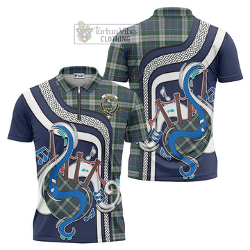 MacInnes Dress Tartan Zipper Polo Shirt with Epic Bagpipe Style