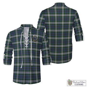 MacInnes Dress Tartan Men's Scottish Traditional Jacobite Ghillie Kilt Shirt with Family Crest