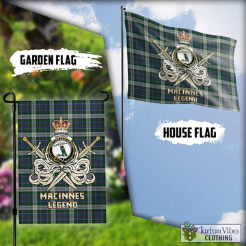 MacInnes Dress Tartan Flag with Clan Crest and the Golden Sword of Courageous Legacy