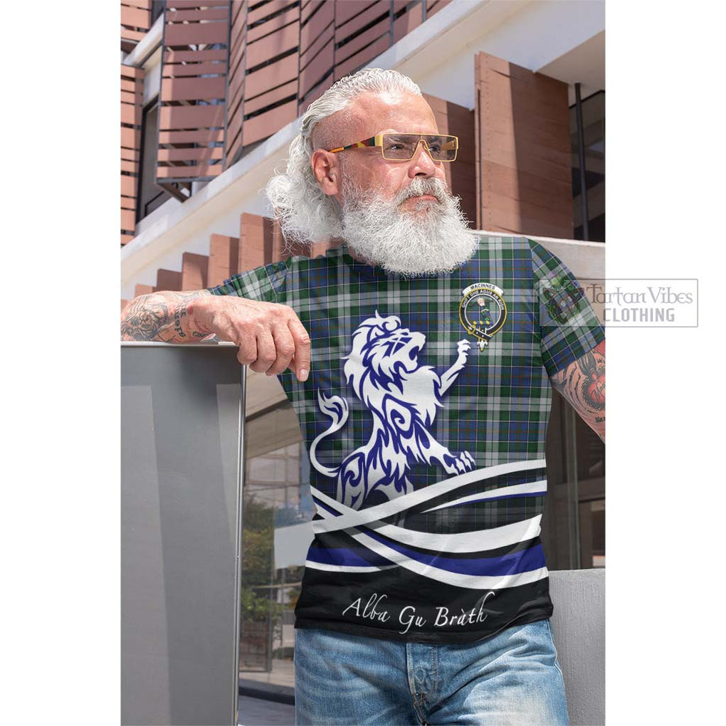 Tartan Vibes Clothing MacInnes Dress Tartan Cotton T-shirt with Alba Gu Brath Regal Lion Emblem