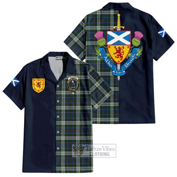 MacInnes Dress Tartan Short Sleeve Button Shirt Alba with Scottish Lion Royal Arm Half Style