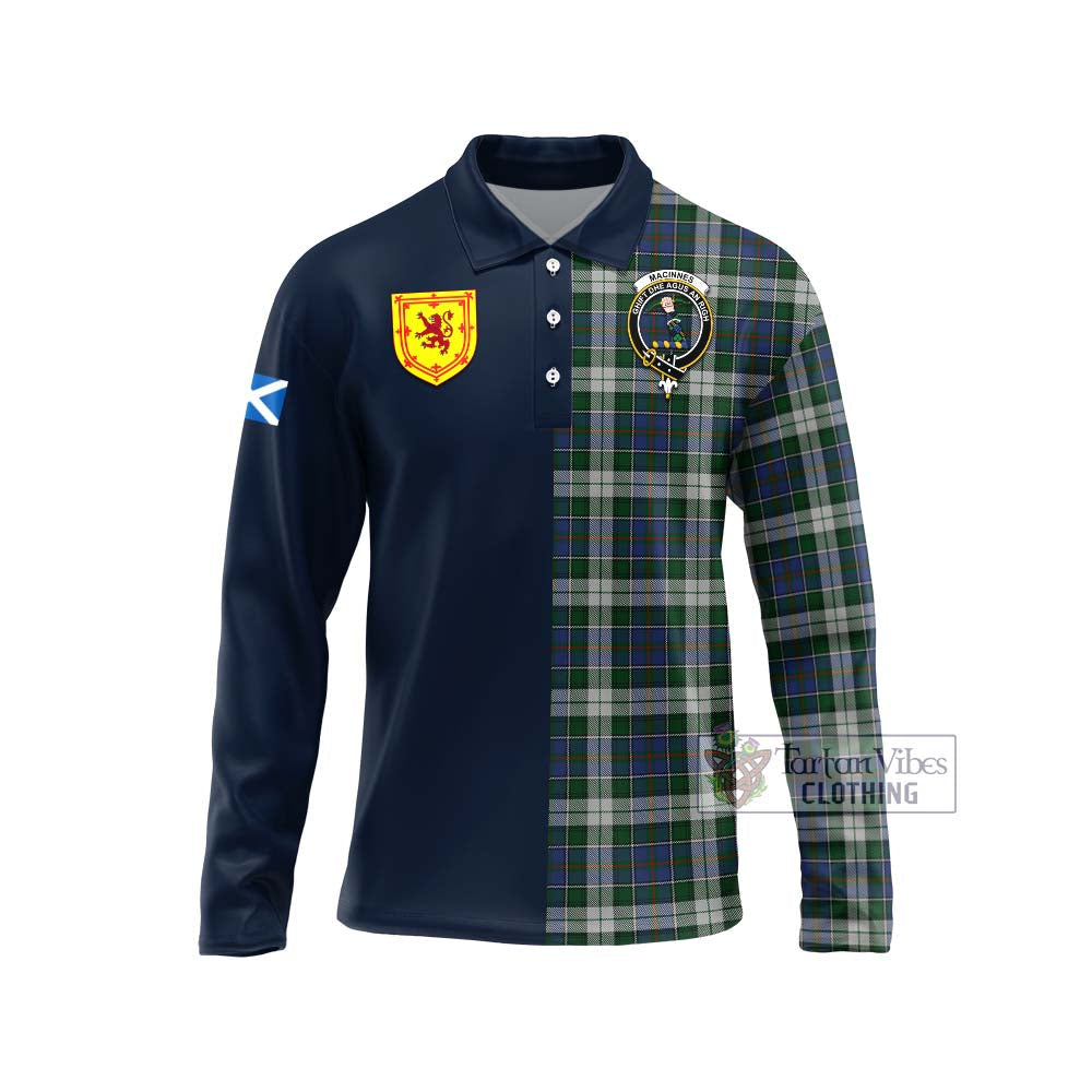 Tartan Vibes Clothing MacInnes Dress Tartan Long Sleeve Polo Shirt with Scottish Lion Royal Arm Half Style