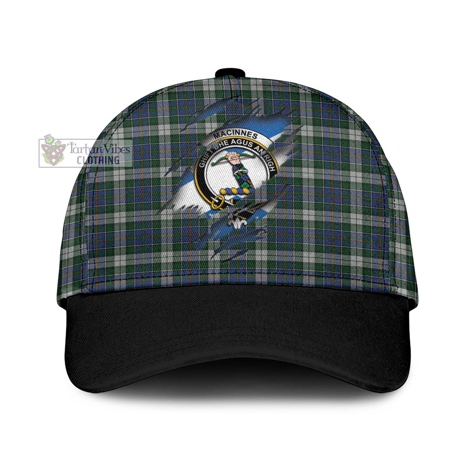 Tartan Vibes Clothing MacInnes Dress Tartan Classic Cap with Family Crest In Me Style