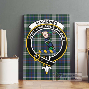 MacInnes Dress Tartan Canvas Print Wall Art with Family Crest