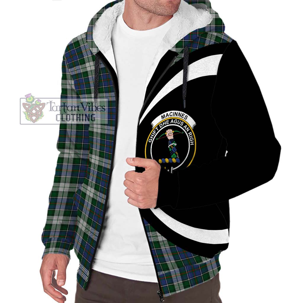 MacInnes Dress Tartan Sherpa Hoodie with Family Crest Circle Style Unisex S - Tartan Vibes Clothing