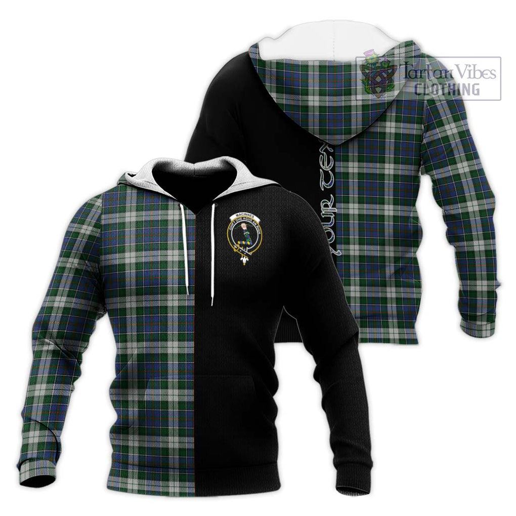 MacInnes Dress Tartan Knitted Hoodie with Family Crest and Half Of Me Style Unisex Knitted Pullover Hoodie - Tartanvibesclothing Shop