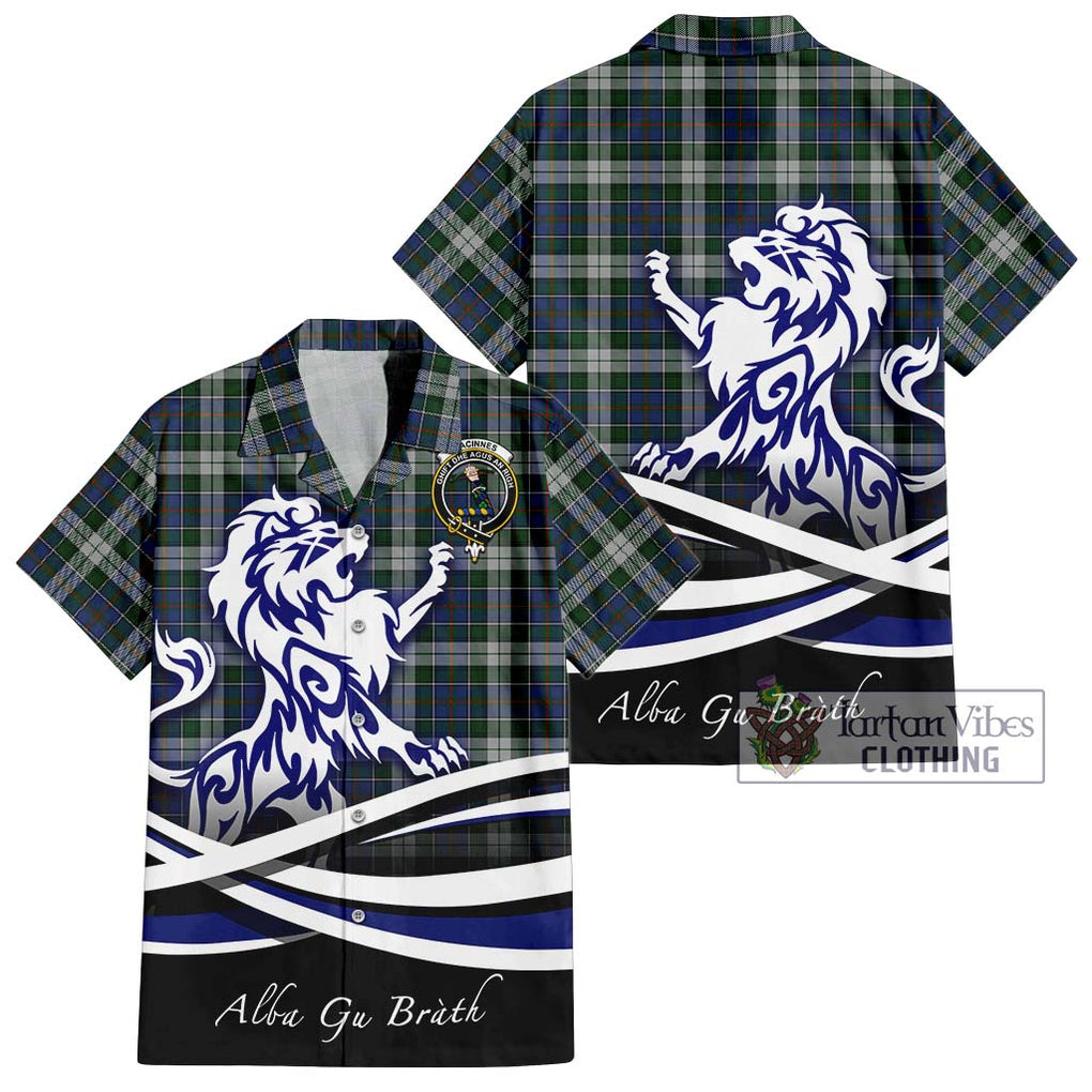 MacInnes Dress Tartan Short Sleeve Button Shirt with Alba Gu Brath Regal Lion Emblem Kid - Tartanvibesclothing Shop