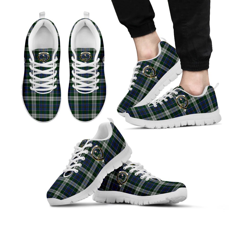 MacInnes Dress Tartan Sneakers with Family Crest Kid's Sneakers - Tartan Vibes Clothing