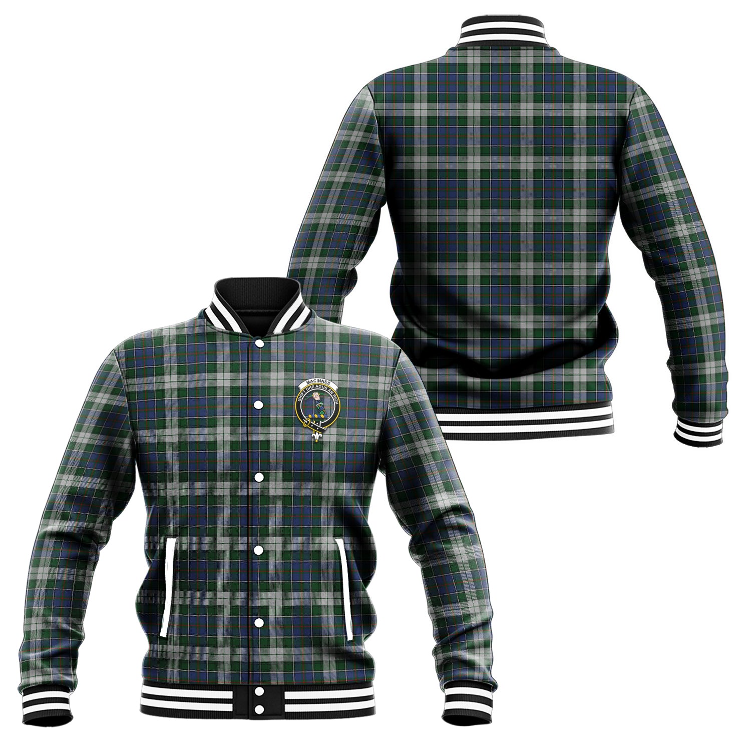 MacInnes Dress Tartan Baseball Jacket with Family Crest Unisex - Tartan Vibes Clothing