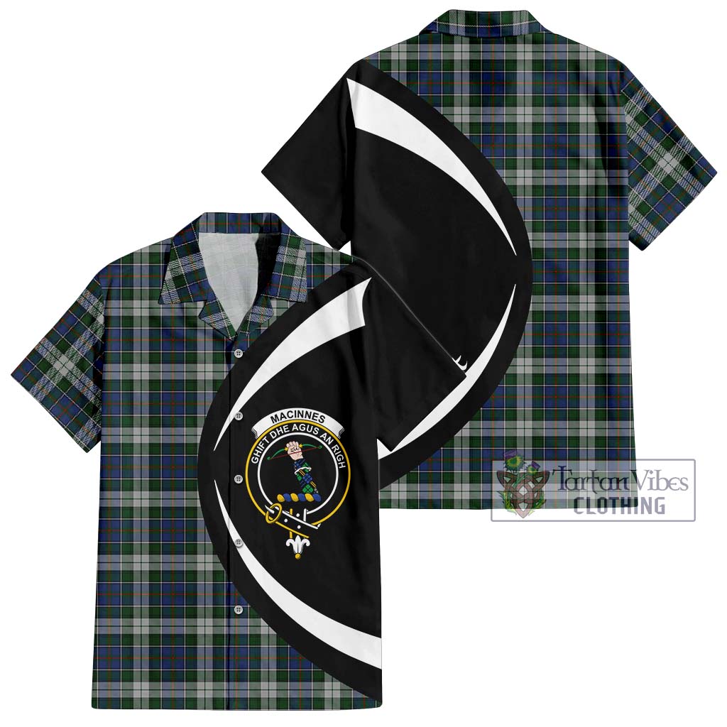 MacInnes Dress Tartan Short Sleeve Button Up with Family Crest Circle Style Kid - Tartan Vibes Clothing