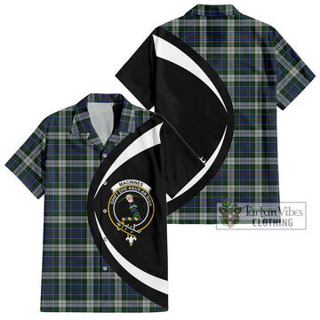 MacInnes Dress Tartan Short Sleeve Button Up with Family Crest Circle Style