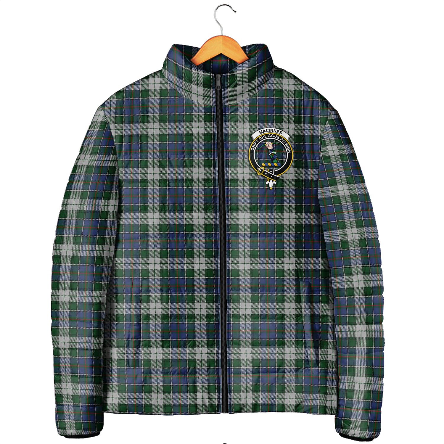 MacInnes Dress Tartan Padded Jacket with Family Crest Men's Padded Jacket - Tartan Vibes Clothing