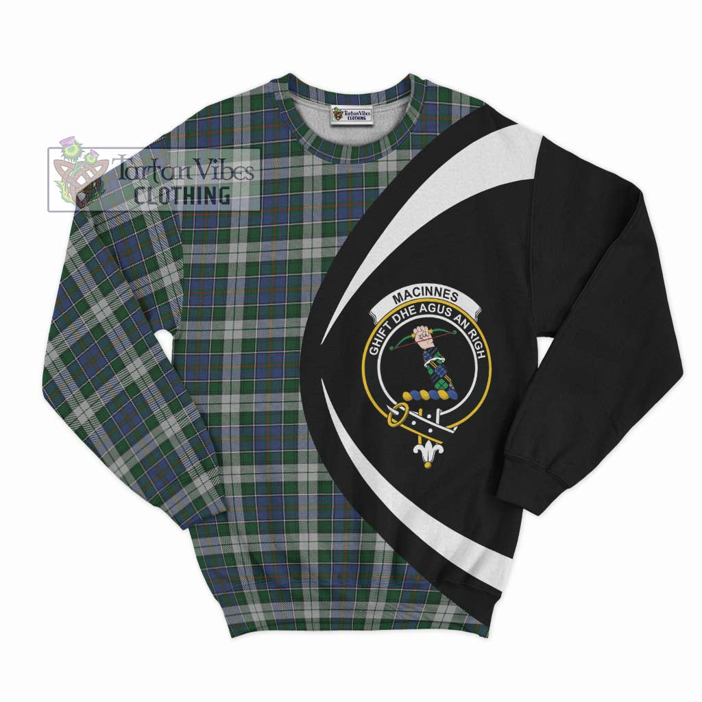 MacInnes Dress Tartan Sweatshirt with Family Crest Circle Style Unisex - Tartan Vibes Clothing