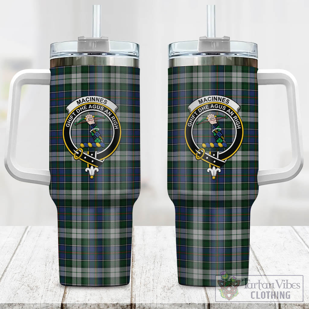 Tartan Vibes Clothing MacInnes Dress Tartan and Family Crest Tumbler with Handle