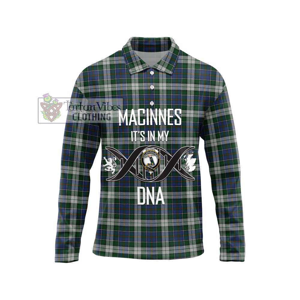 MacInnes Dress Tartan Long Sleeve Polo Shirt with Family Crest DNA In Me Style Unisex - Tartanvibesclothing Shop