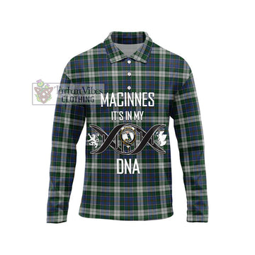 MacInnes Dress Tartan Long Sleeve Polo Shirt with Family Crest DNA In Me Style