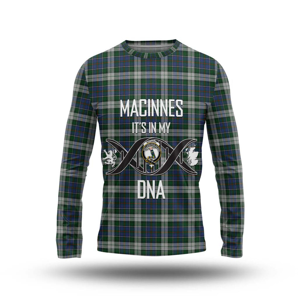 MacInnes Dress Tartan Long Sleeve T-Shirt with Family Crest DNA In Me Style Unisex - Tartanvibesclothing Shop