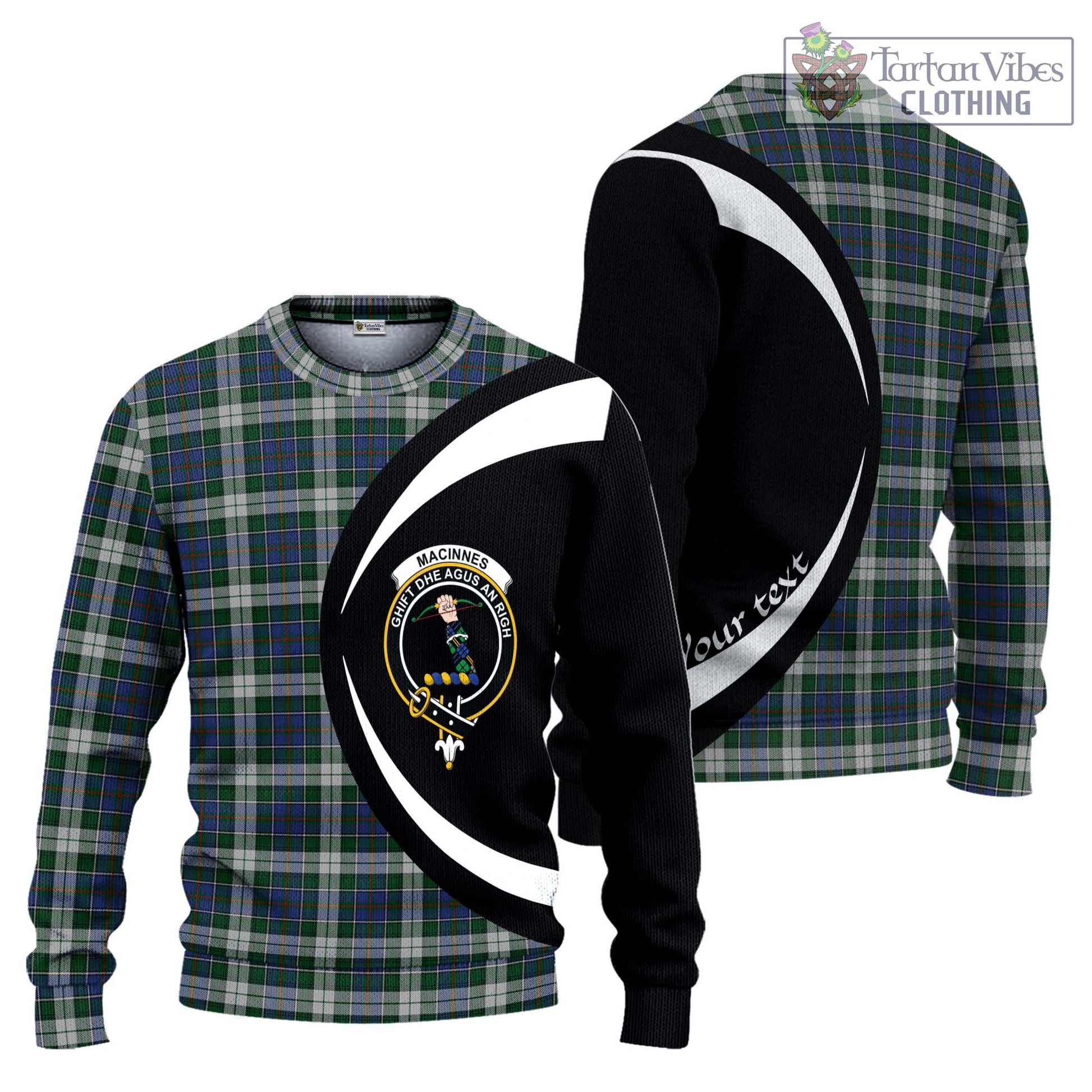 MacInnes Dress Tartan Knitted Sweater with Family Crest Circle Style Unisex - Tartan Vibes Clothing