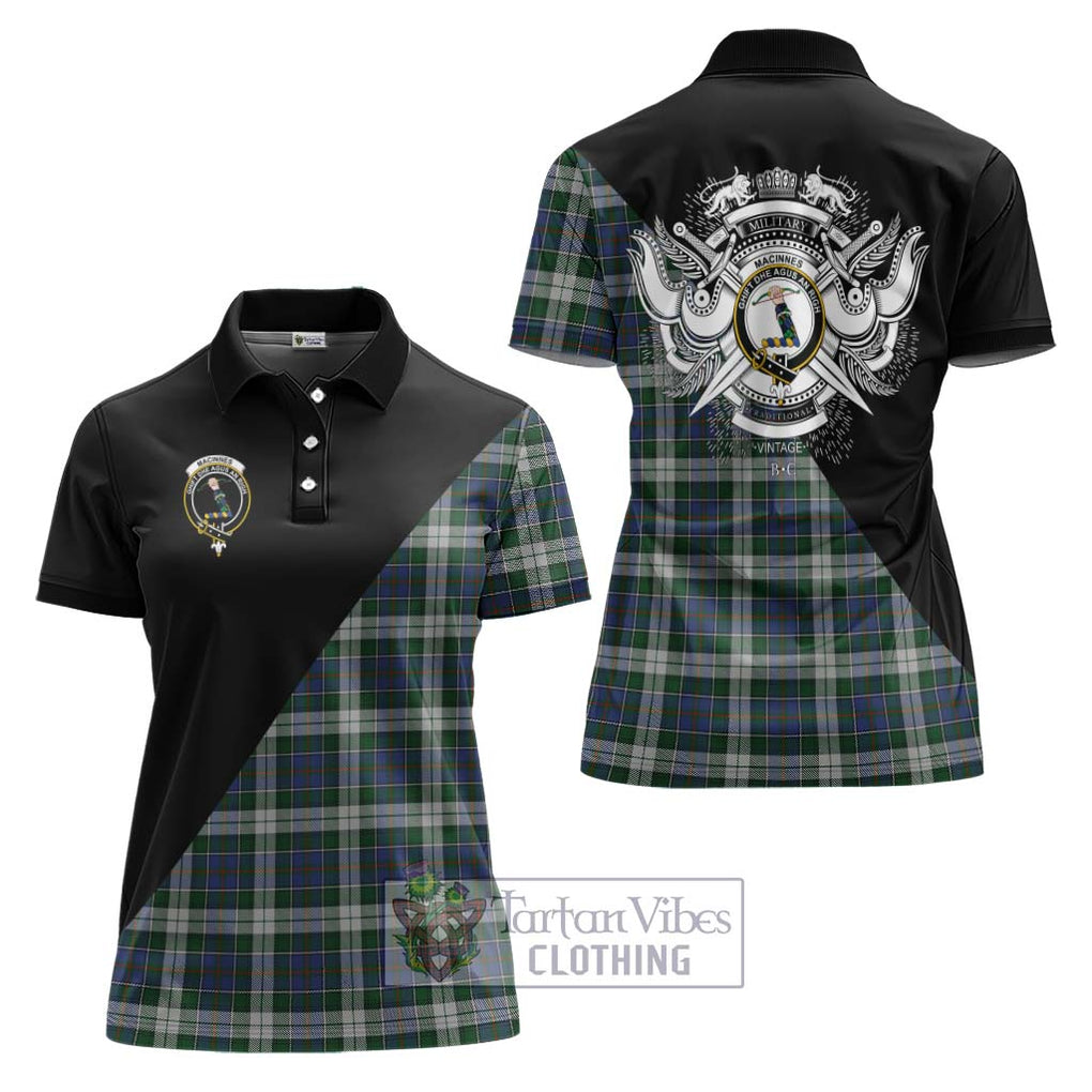 MacInnes Dress Tartan Women's Polo Shirt with Family Crest and Military Logo Style Women - Tartanvibesclothing Shop