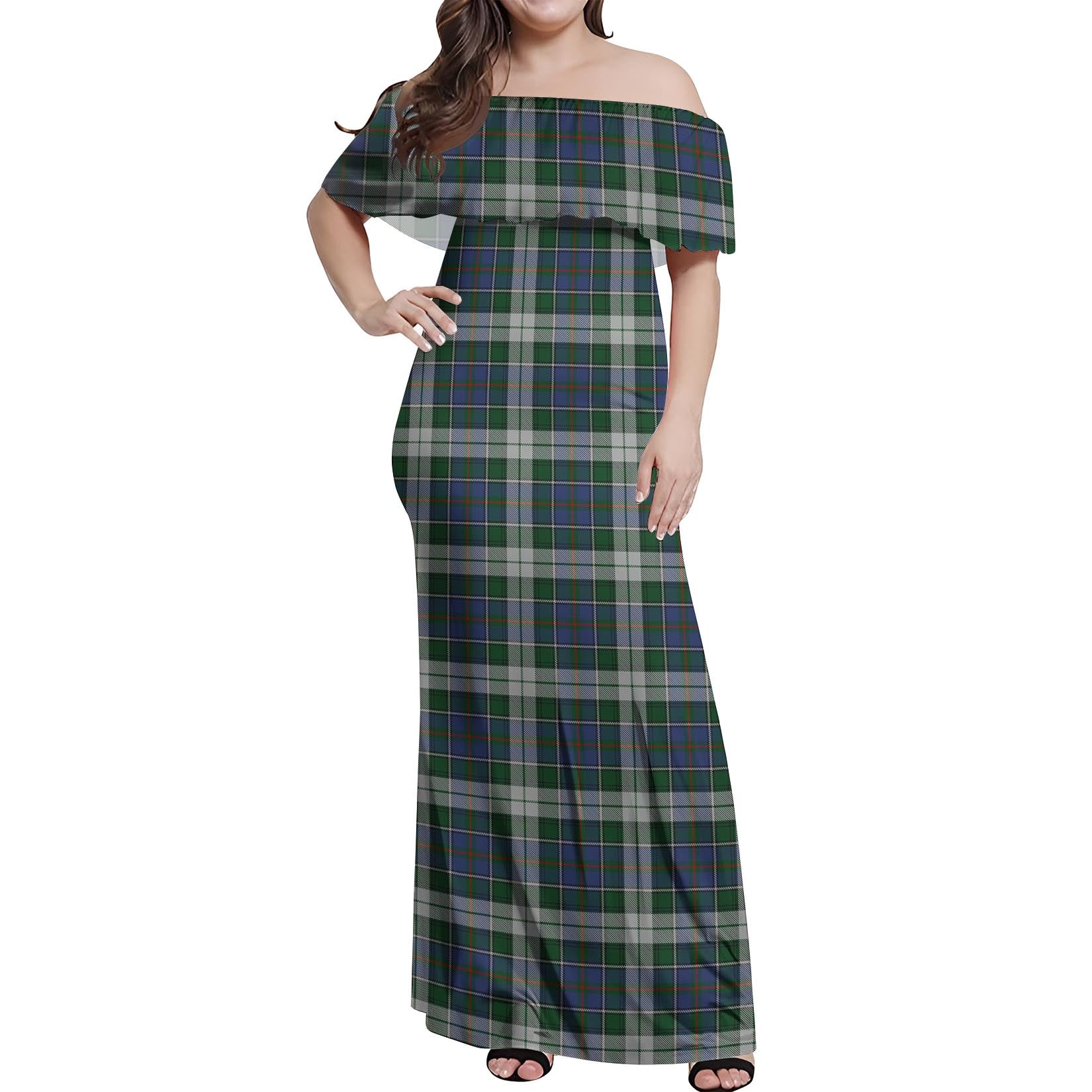 MacInnes Dress Tartan Off Shoulder Long Dress Women's Dress - Tartanvibesclothing