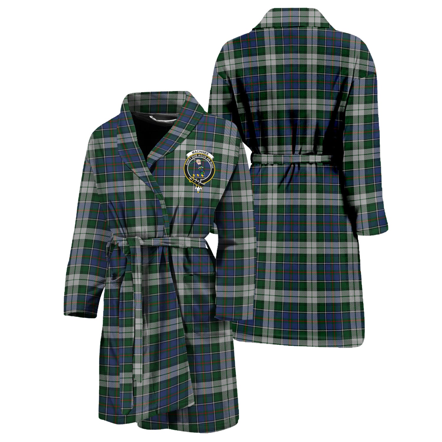 MacInnes Dress Tartan Bathrobe with Family Crest Unisex S - Tartan Vibes Clothing