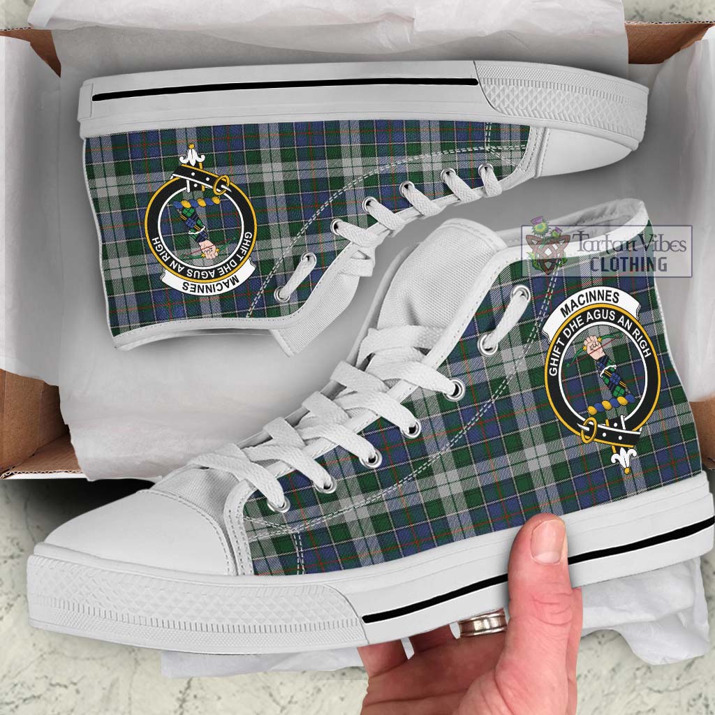 Tartan Vibes Clothing MacInnes Dress Tartan High Top Shoes with Family Crest