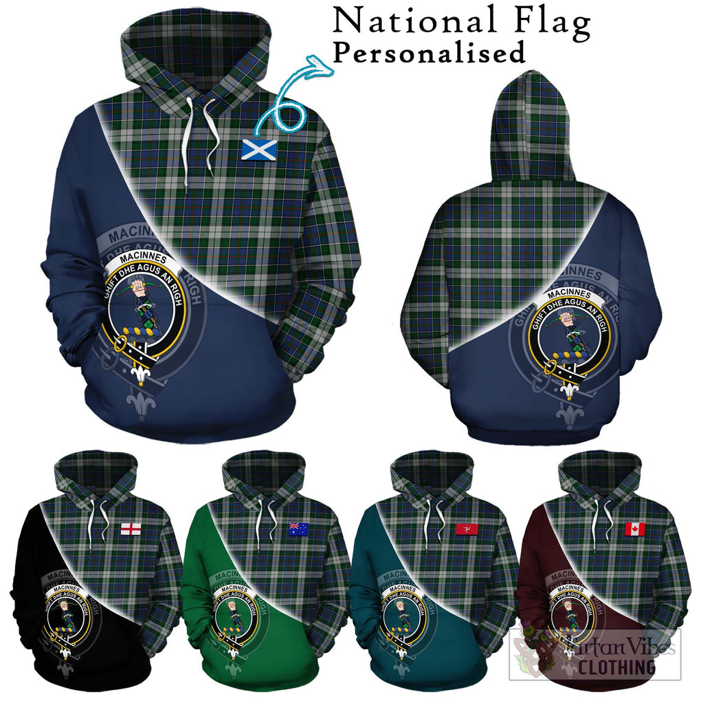 MacInnes Dress Tartan Hoodie with Personalised National Flag and Family Crest Half Style Zip Hoodie - Tartanvibesclothing Shop