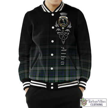 MacInnes Dress Tartan Baseball Jacket Featuring Alba Gu Brath Family Crest Celtic Inspired