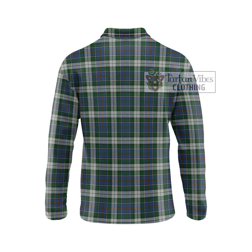 MacInnes Dress Tartan Long Sleeve Polo Shirt with Family Crest DNA In Me Style - Tartanvibesclothing Shop