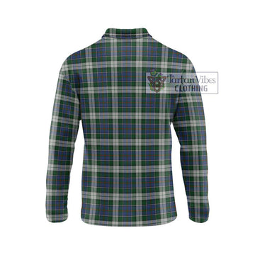 MacInnes Dress Tartan Long Sleeve Polo Shirt with Family Crest DNA In Me Style