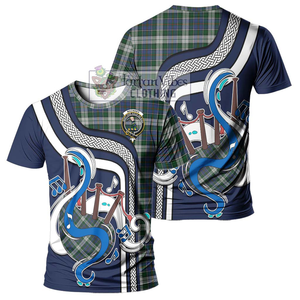 MacInnes Dress Tartan T-Shirt with Epic Bagpipe Style - Tartanvibesclothing Shop