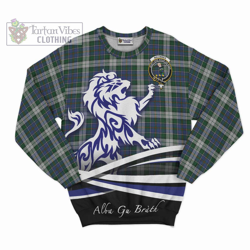 MacInnes Dress Tartan Sweatshirt with Alba Gu Brath Regal Lion Emblem - Tartanvibesclothing Shop