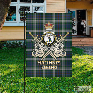 MacInnes Dress Tartan Flag with Clan Crest and the Golden Sword of Courageous Legacy