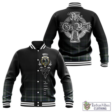 MacInnes Dress Tartan Baseball Jacket Featuring Alba Gu Brath Family Crest Celtic Inspired