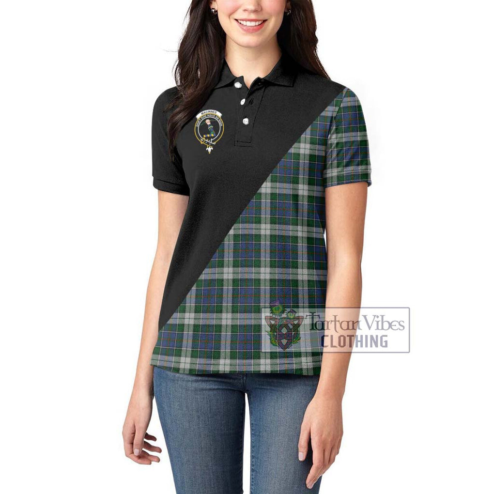 MacInnes Dress Tartan Women's Polo Shirt with Family Crest and Military Logo Style - Tartanvibesclothing Shop