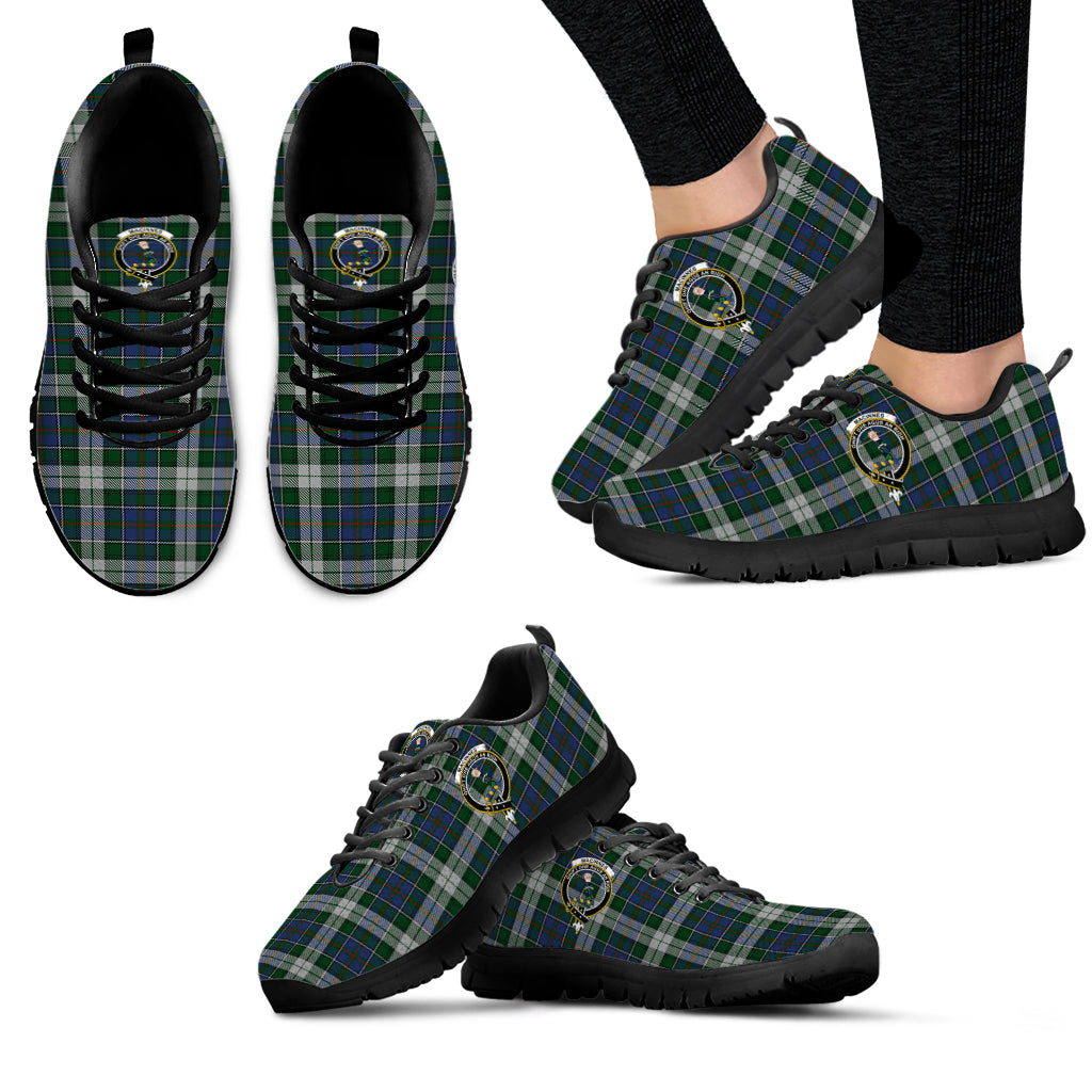 MacInnes Dress Tartan Sneakers with Family Crest - Tartan Vibes Clothing