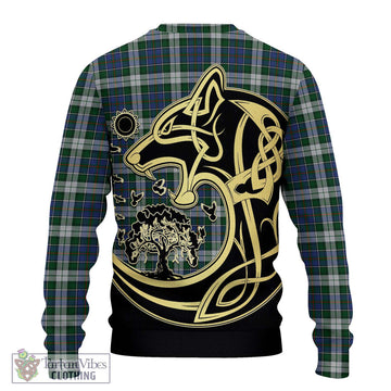 MacInnes Dress Tartan Ugly Sweater with Family Crest Celtic Wolf Style